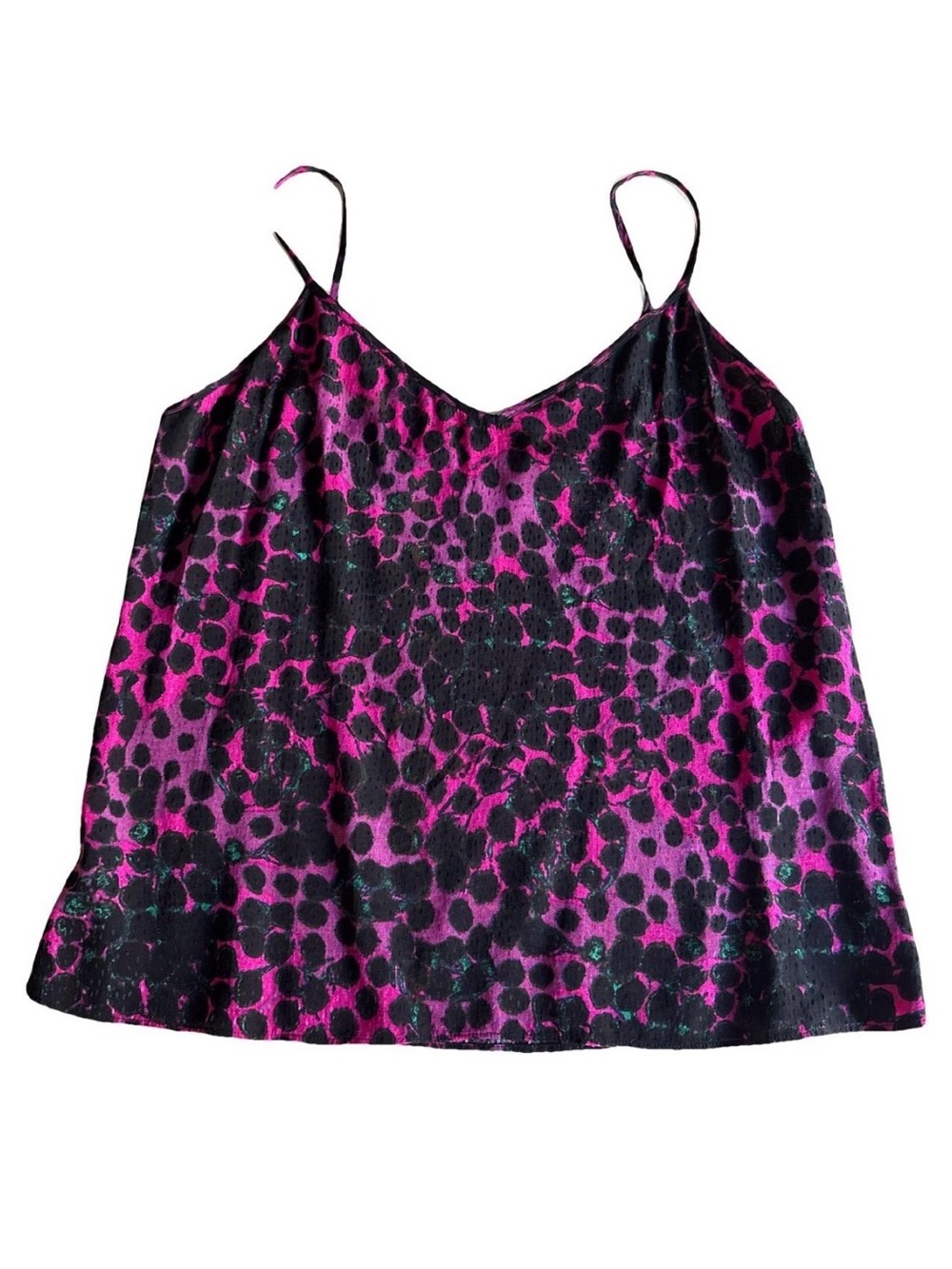 Diane von Furstenburg Fuchsia Pink and Black Leopard Print Cami Top